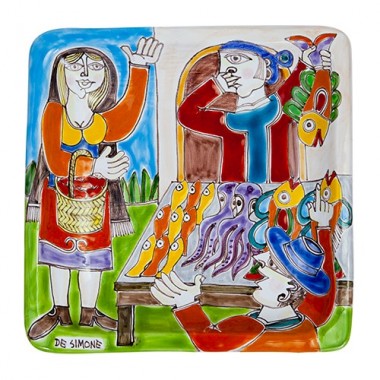 Piatto Quadrato 24x24 DS 34 Pescivendolo Piatto Quadrato 24x24 DS 34 Pescivendolo